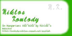 miklos komlody business card